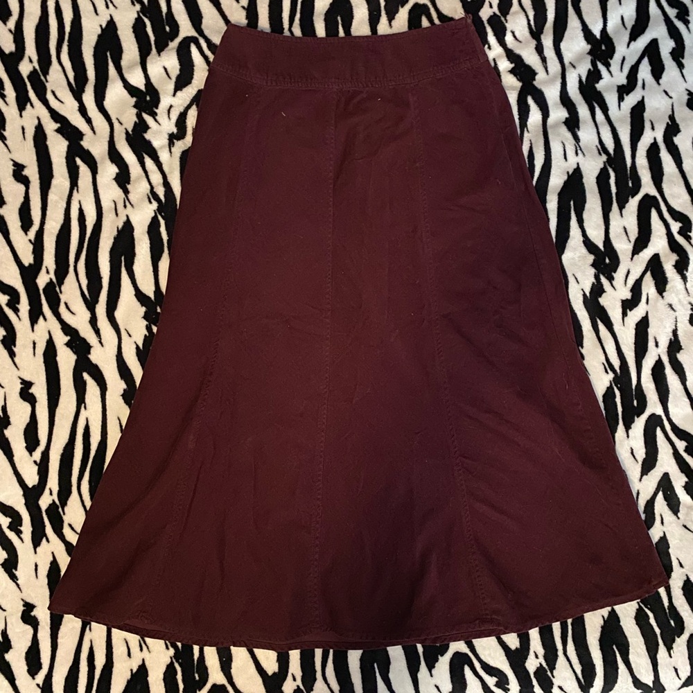 dressbarn Corduroy Burgundy Midi Skirt